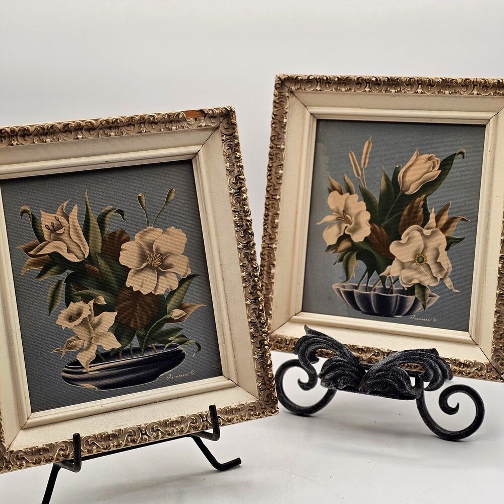 Turner Floral Art Pair Gold Ornate Framed Vintage Wall Decor